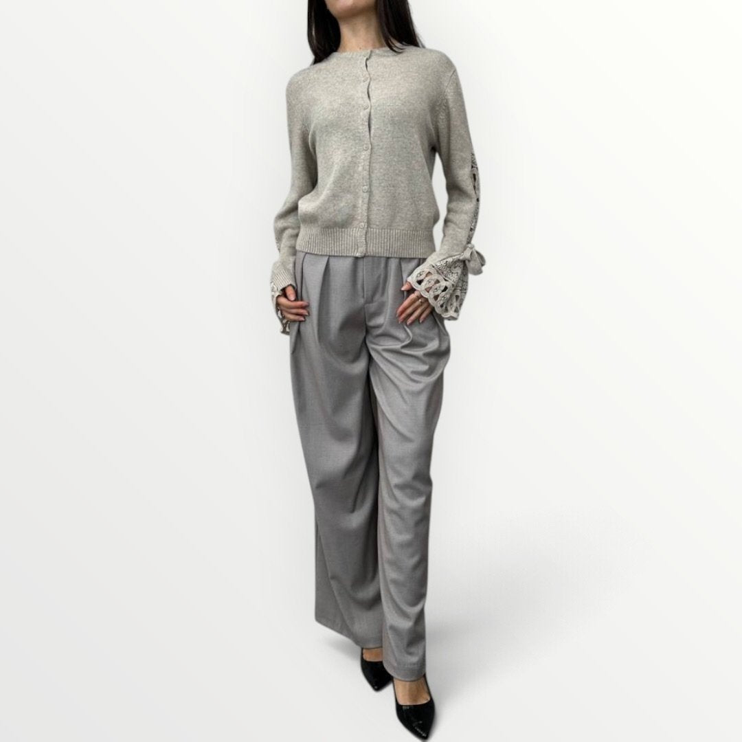 PHILIA LOFT - CARDIGAN CON RICAMI E MANICHE SCAMPANATE
