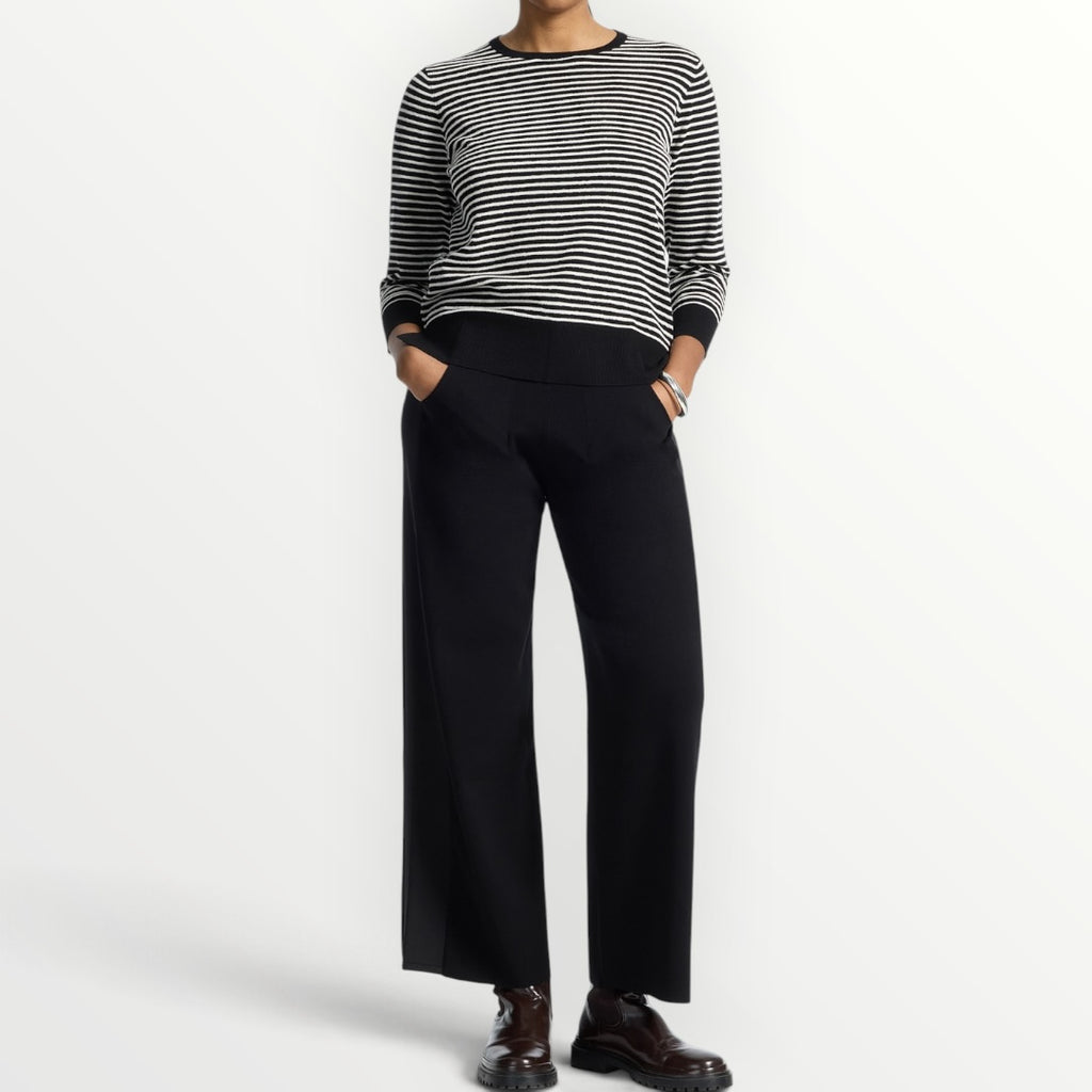 ELENA MIRO' - PANTALONE A PALAZZO IN MAGLIA CON COULISSE