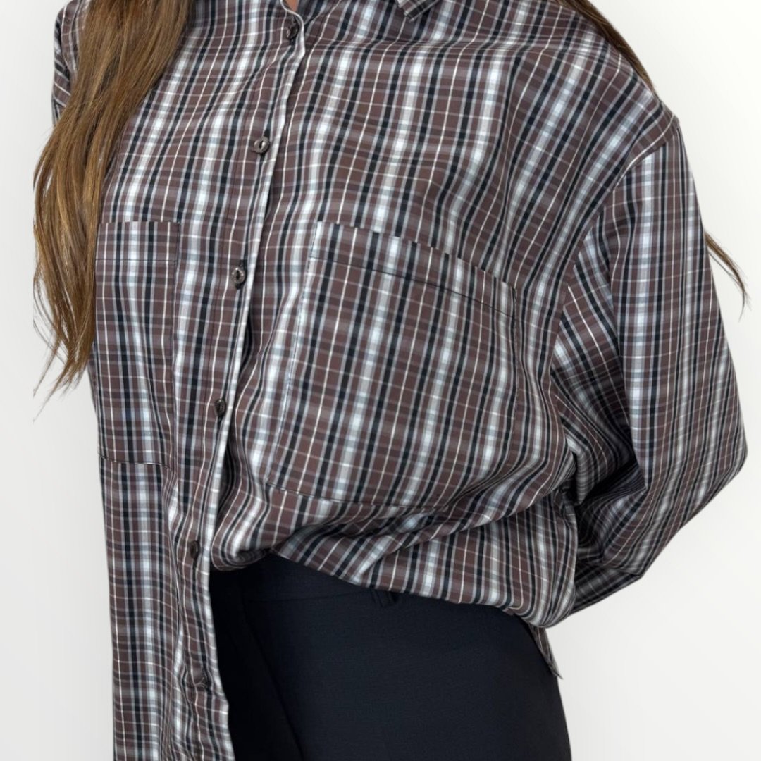 HAVEONE - CAMICIA A QUADRETTINI CON TASCHINO