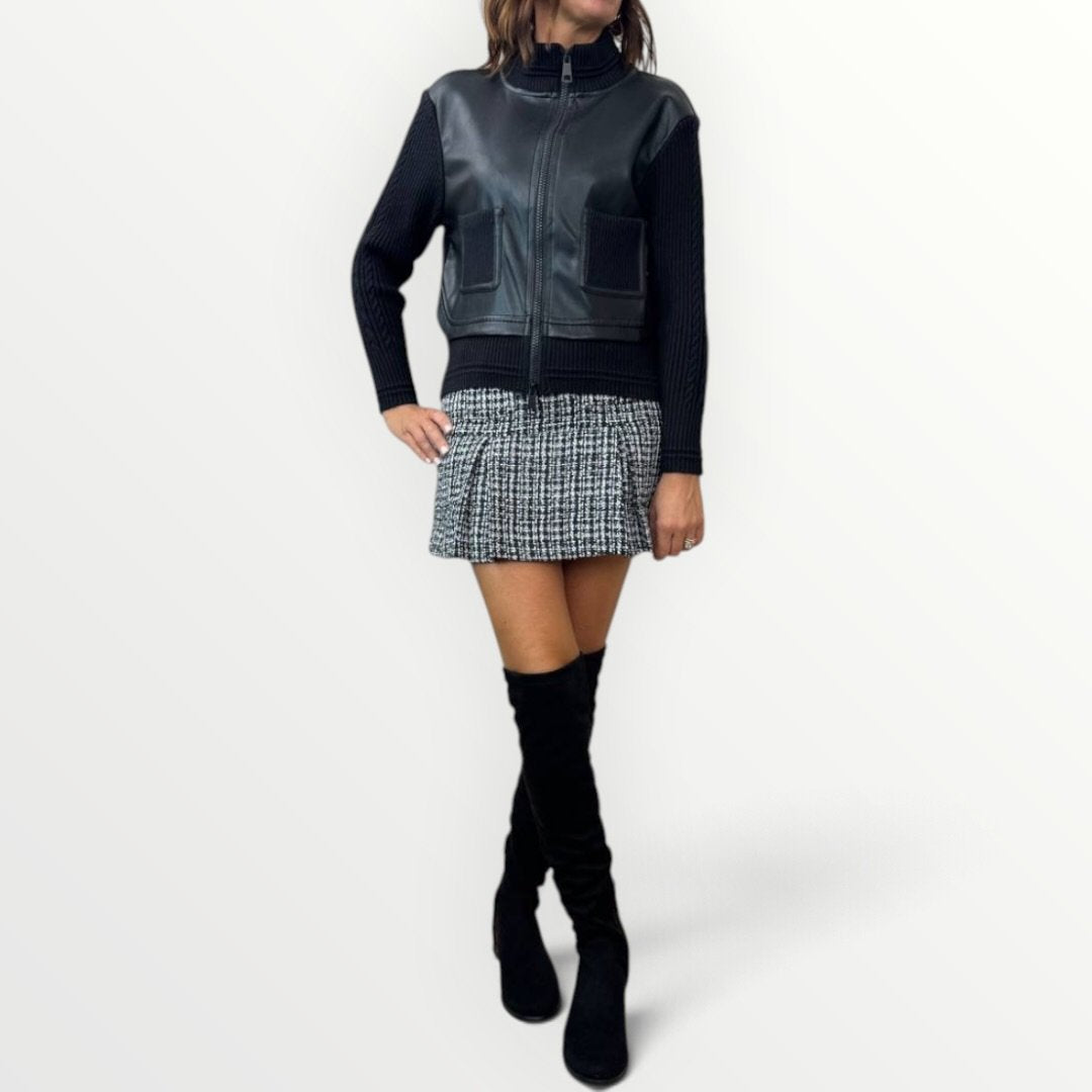 NO SECRETS - GIUBBINO CON INSERTI IN ECO-PELLE