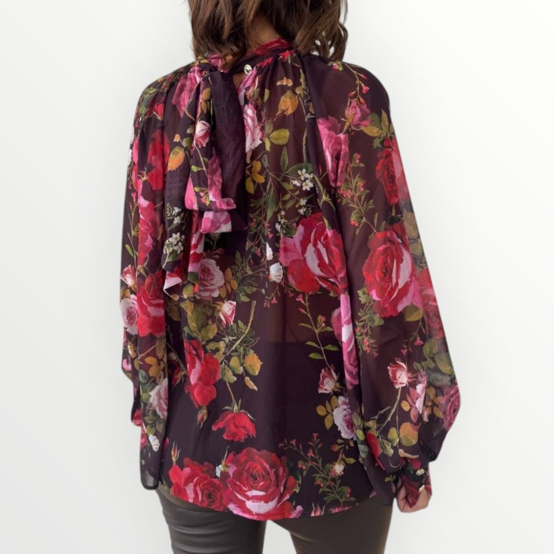 GUESS - CAMICIA A FIORI CON LACCETTO AL COLLO Immagine secondaria del prodotto