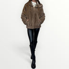 NO SECRETS - GIUBBINO IN ECO-PELLICCIA CON CAPPUCCIO
