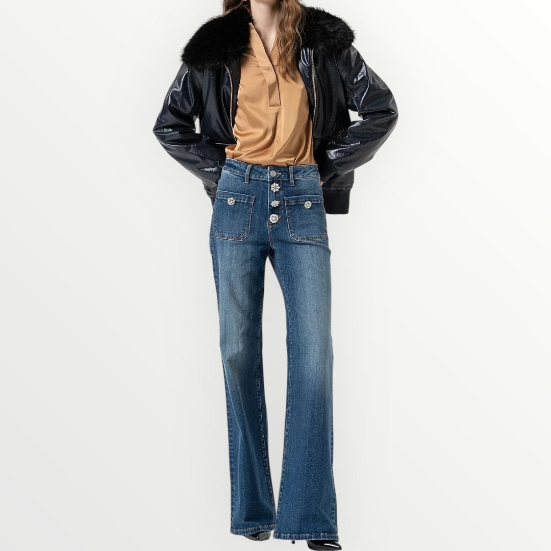 FRACOMINA - JEANS CON BOTTONI GIOIELLO