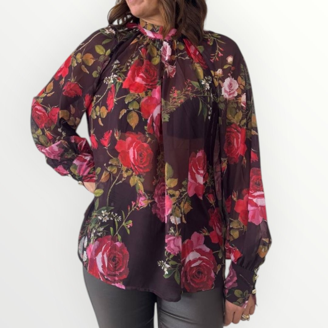 GUESS - CAMICIA A FIORI CON LACCETTO AL COLLO Immagine principale del prodotto