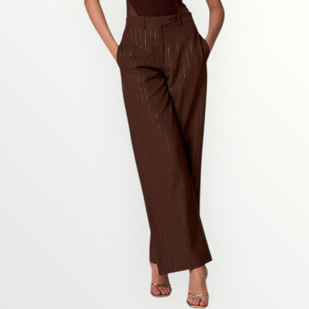 NOSECRETS - PANTALONE GESSATO CON DIAMANTI