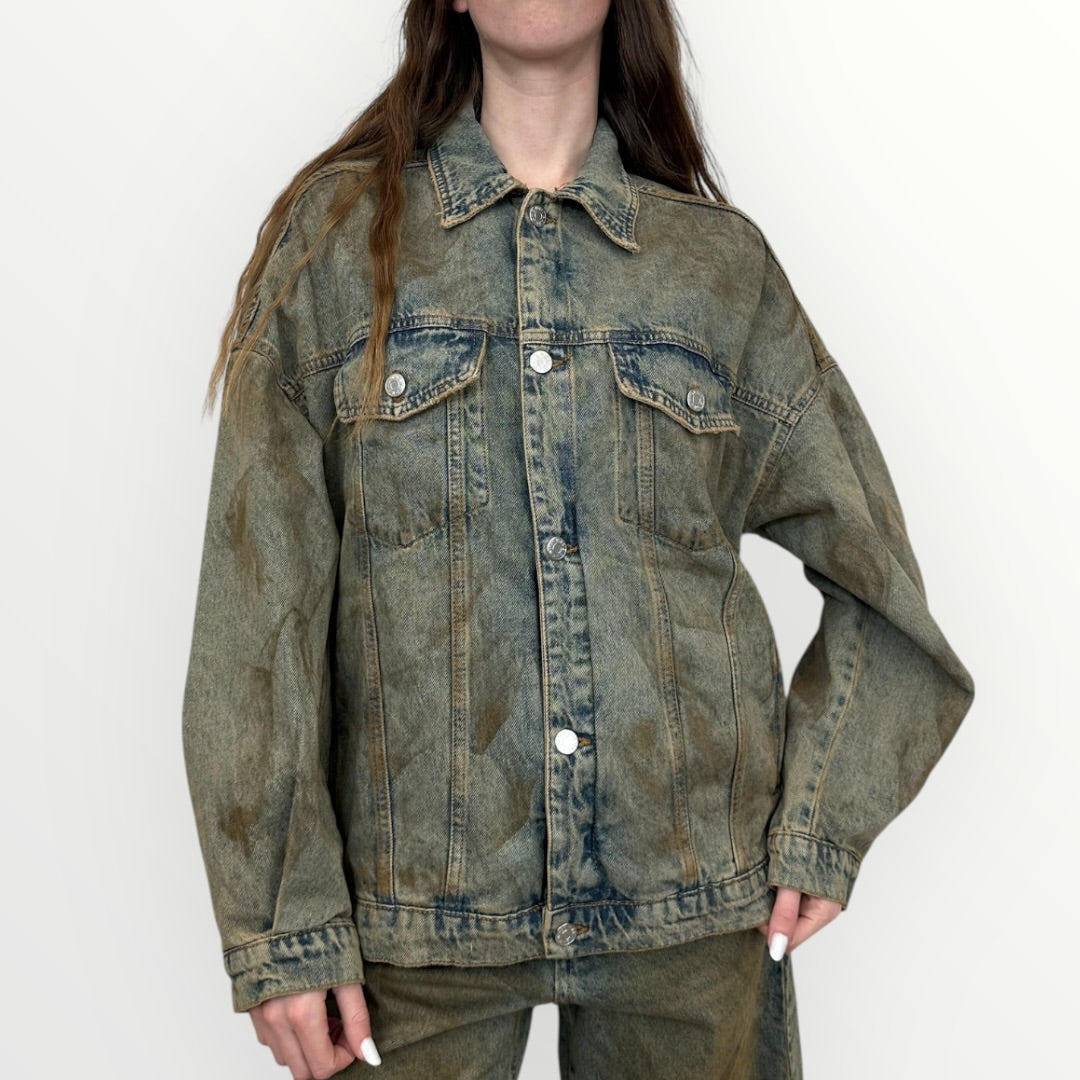 HAVEONE - GIACCA IN DENIM SPENNELLATO