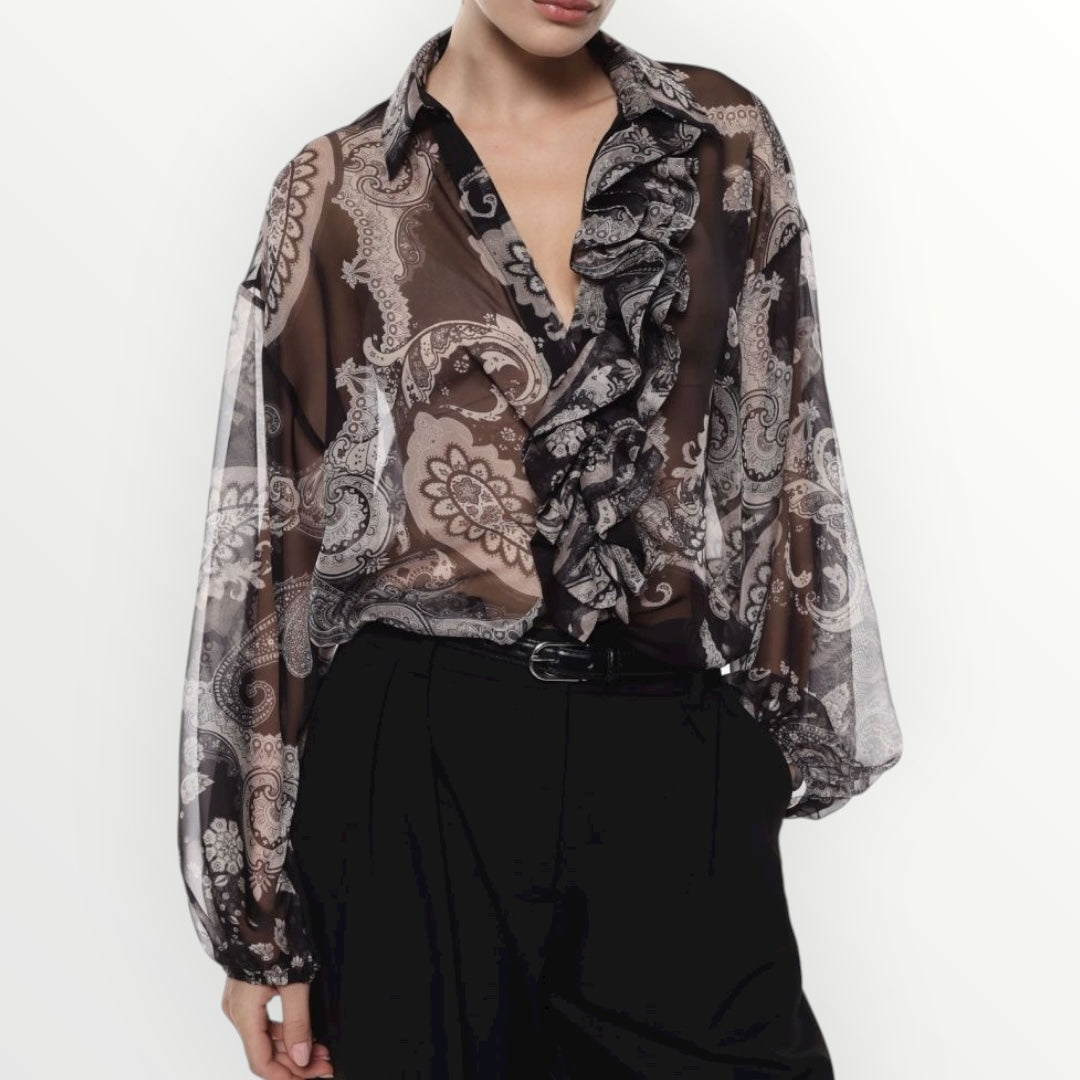 IMPERIAL - CAMICIA STAMPA PAISLEY CON VOLANT