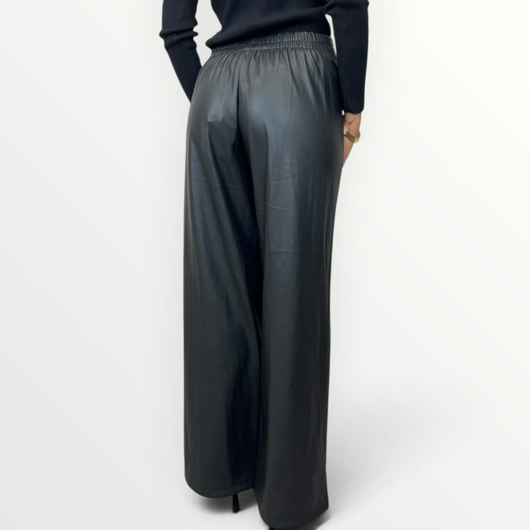 NO SECRETS - PANTALONE A PALAZZO IN ECO-PELLE