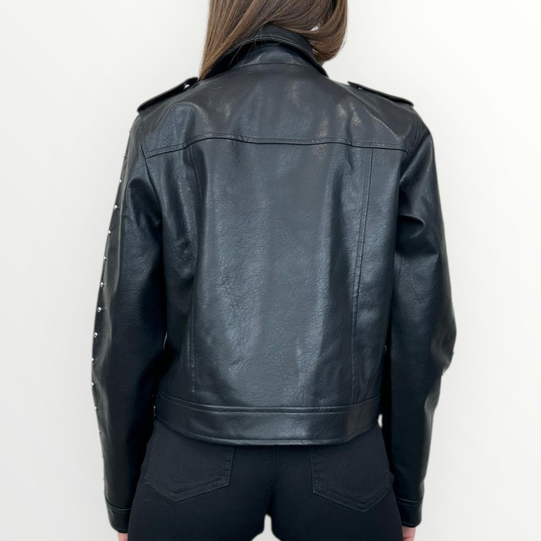 VERO MODA - GIUBBINO IN ECO PELLE CON BORCHIE