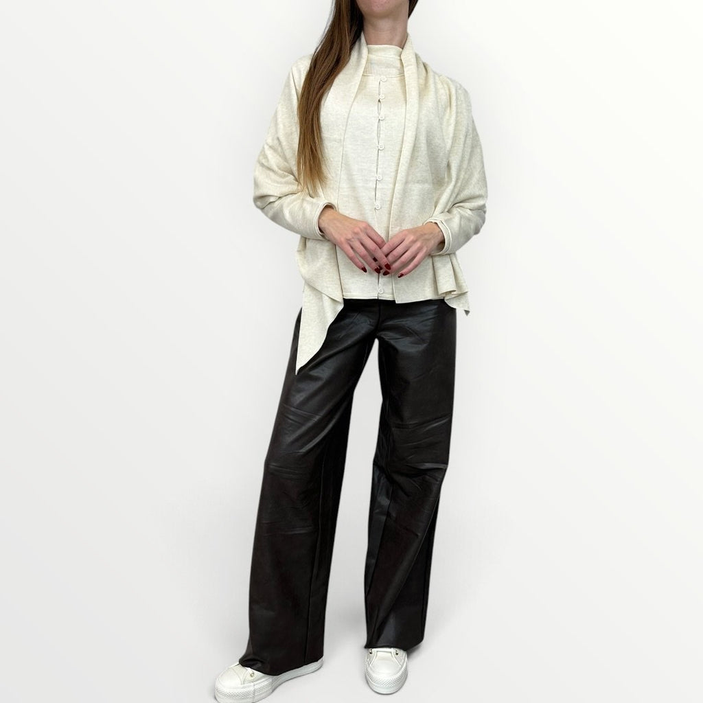 FERRONE - CARDIGAN CON SCIARPINA TONO SU TONO