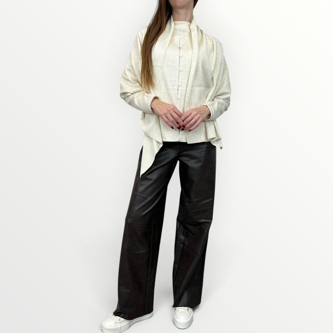 FERRONE - CARDIGAN CON SCIARPINA TONO SU TONO