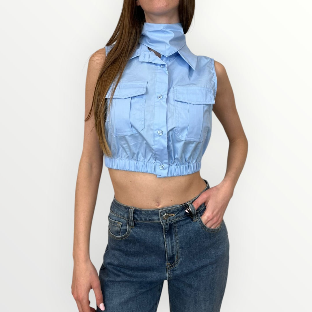 NO SECRETS - CAMICIA CROP CON PASHMINA