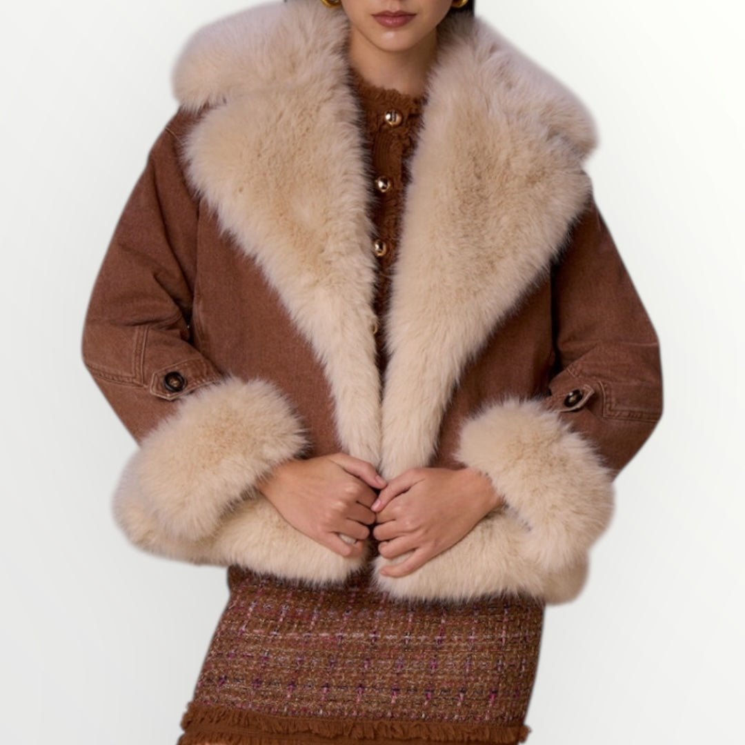 NO SECRETS - GIUBBINO DENIM E SIMIL PELLICCIA