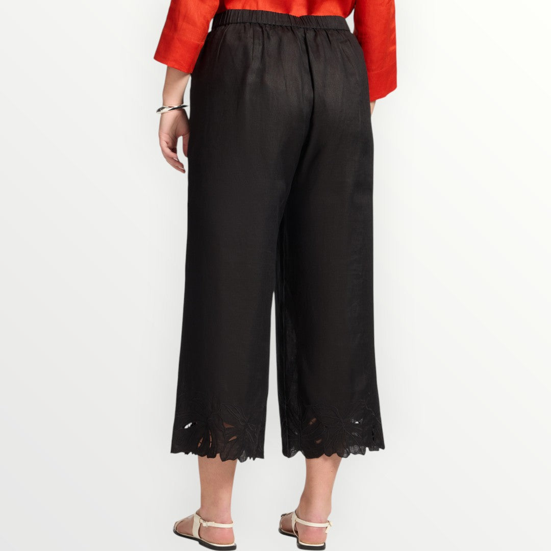 ELENA MIRO' - PANTALONE IN LINO RICAMATO