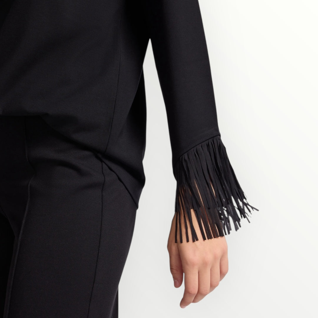 ELENA MIRO' - MAGLIA CON FRANGE A FONDO MANICA