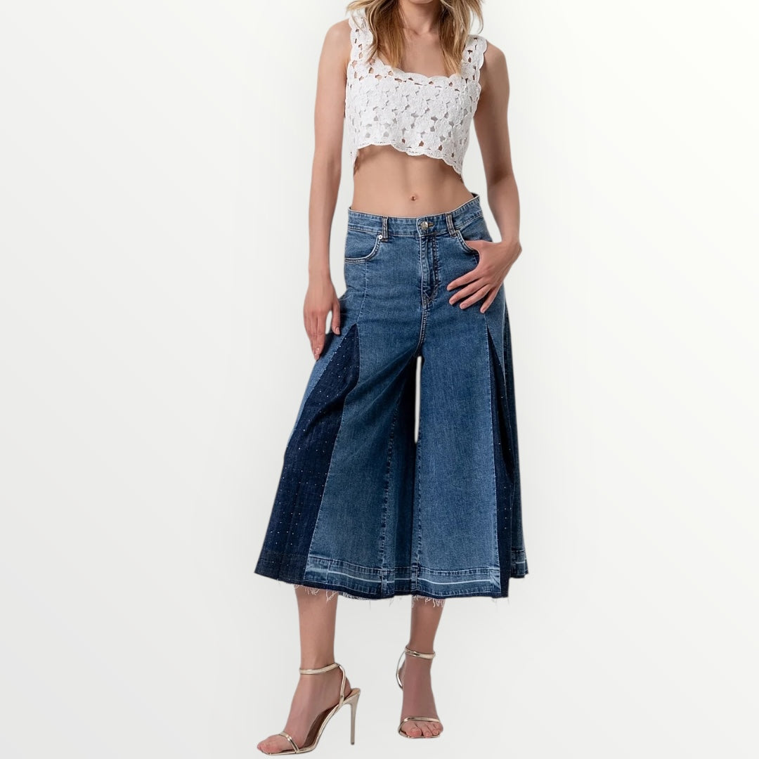 FRACOMINA - BERMUDA CON INSERTI A CONTRASTO