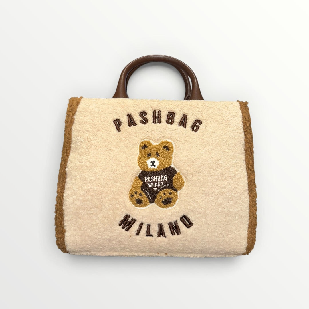 PASHBAG - BORSA TOTE GRANDE IN BOUQLE' CON ORSETTO