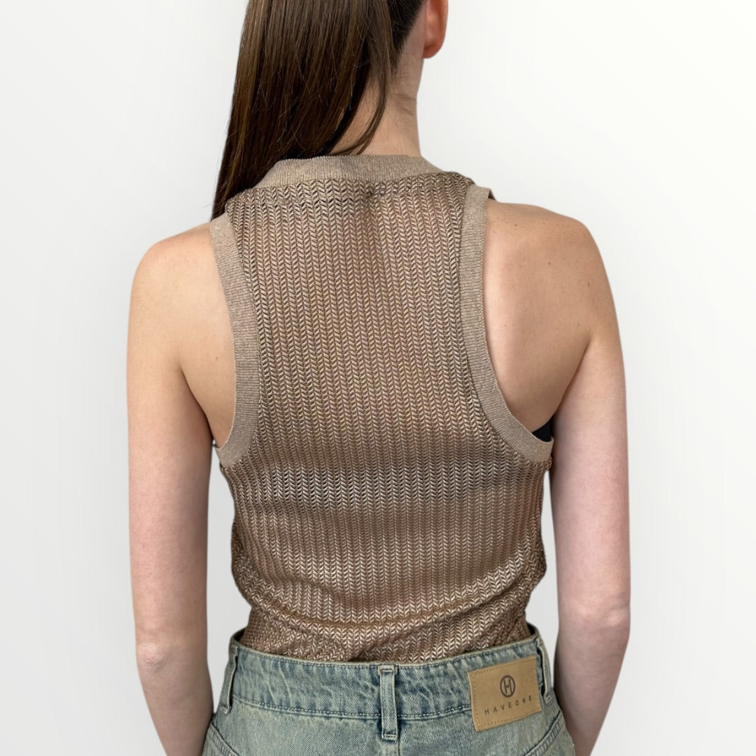 HAVEONE - CANOTTA TRAFORATA CON PROFILI A COSTINA