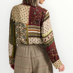 ELENA MIRO' - CAMICIA IN RASO STAMPA PATCHWORK
