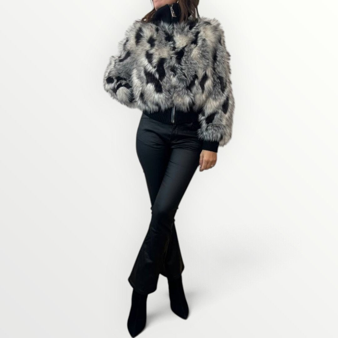 AYFEE - BOMBER IN ECO-PELLICCIA CON INSERTO A COSTINA