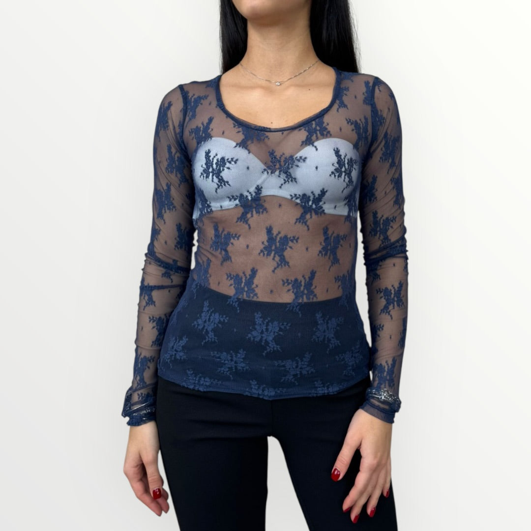 IMPERIAL - T-SHIRT A MANICA LUNGA IN PIZZO