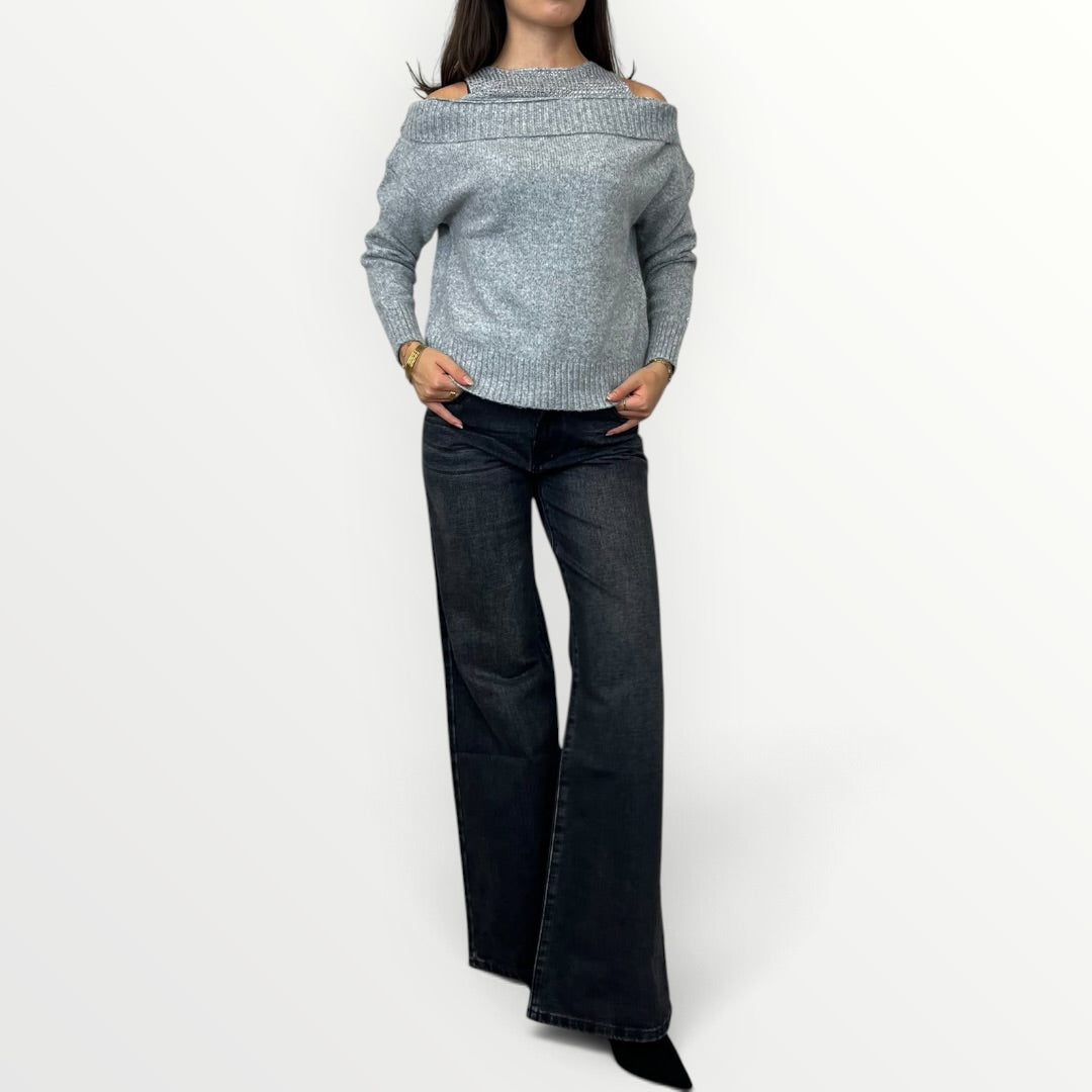 NO SECRETS - MAGLIA CON CUT-OUT E STRASS