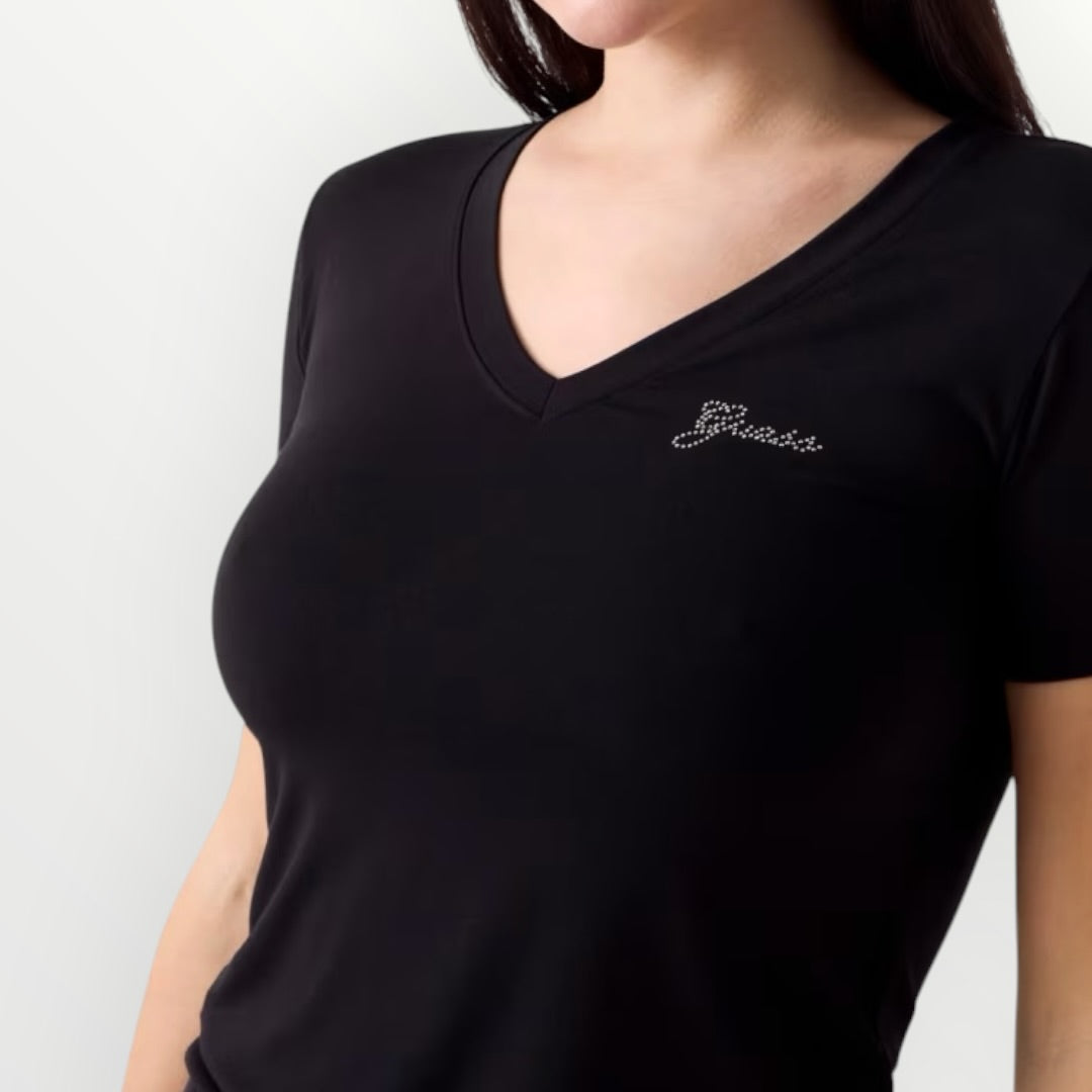 GUESS - T-SHIRT MINI LOGO STRASS