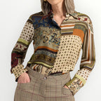 ELENA MIRO' - CAMICIA IN RASO STAMPA PATCHWORK