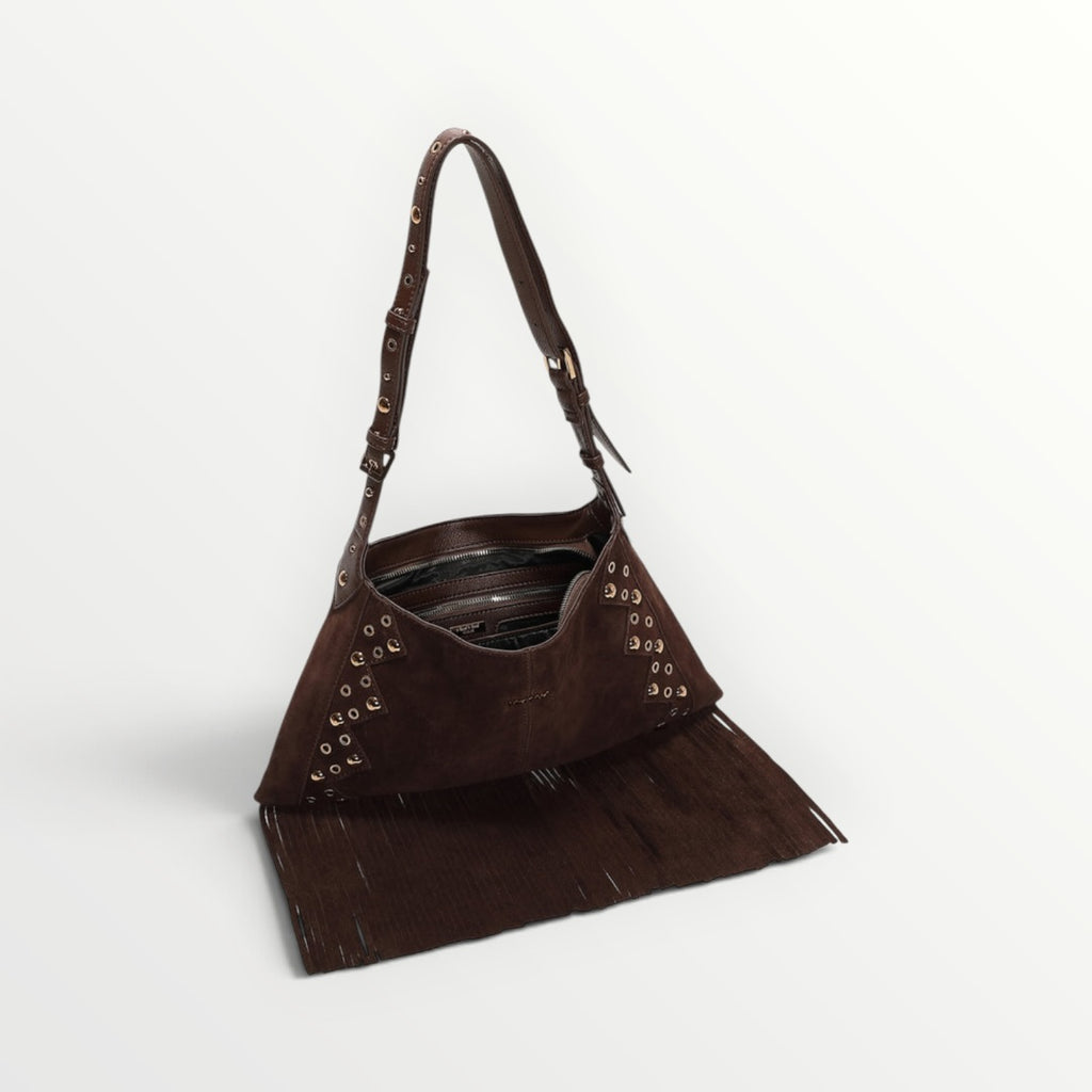 MIMI' MUA' - BORSA A TRACOLLA CON BORCHIE E FRANGE