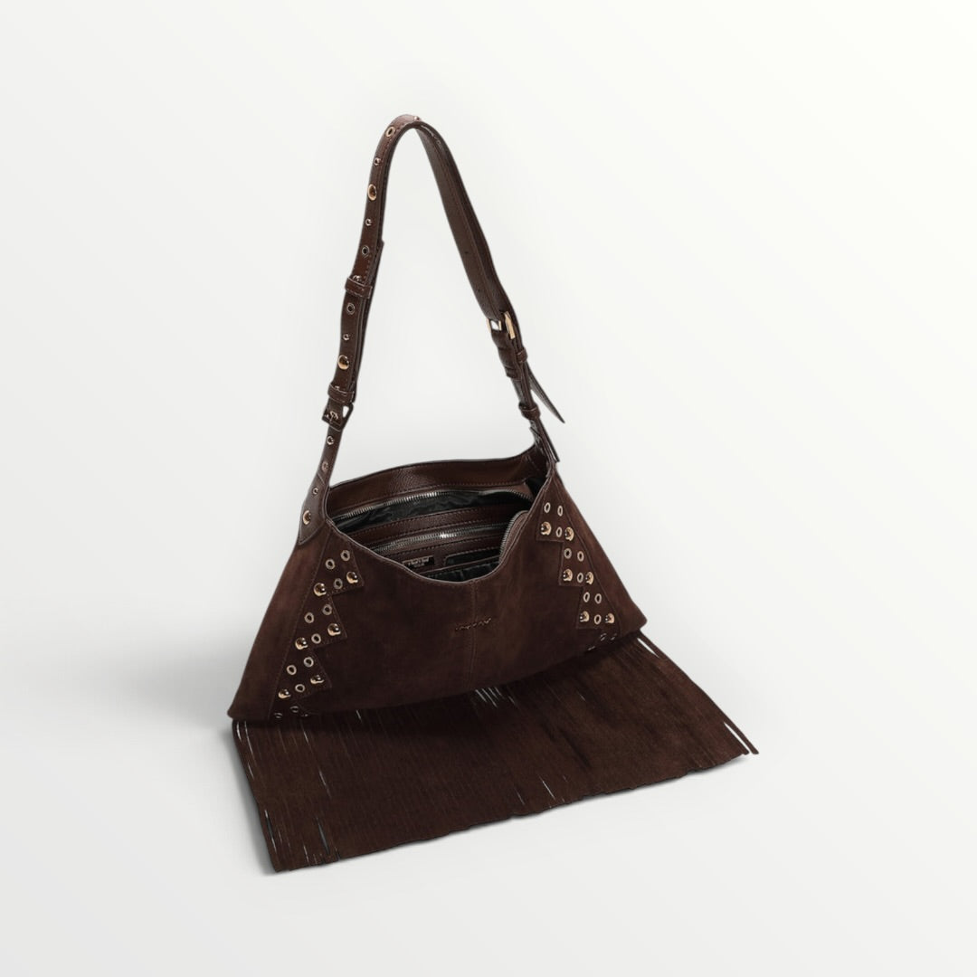 MIMI' MUA' - BORSA A TRACOLLA CON BORCHIE E FRANGE