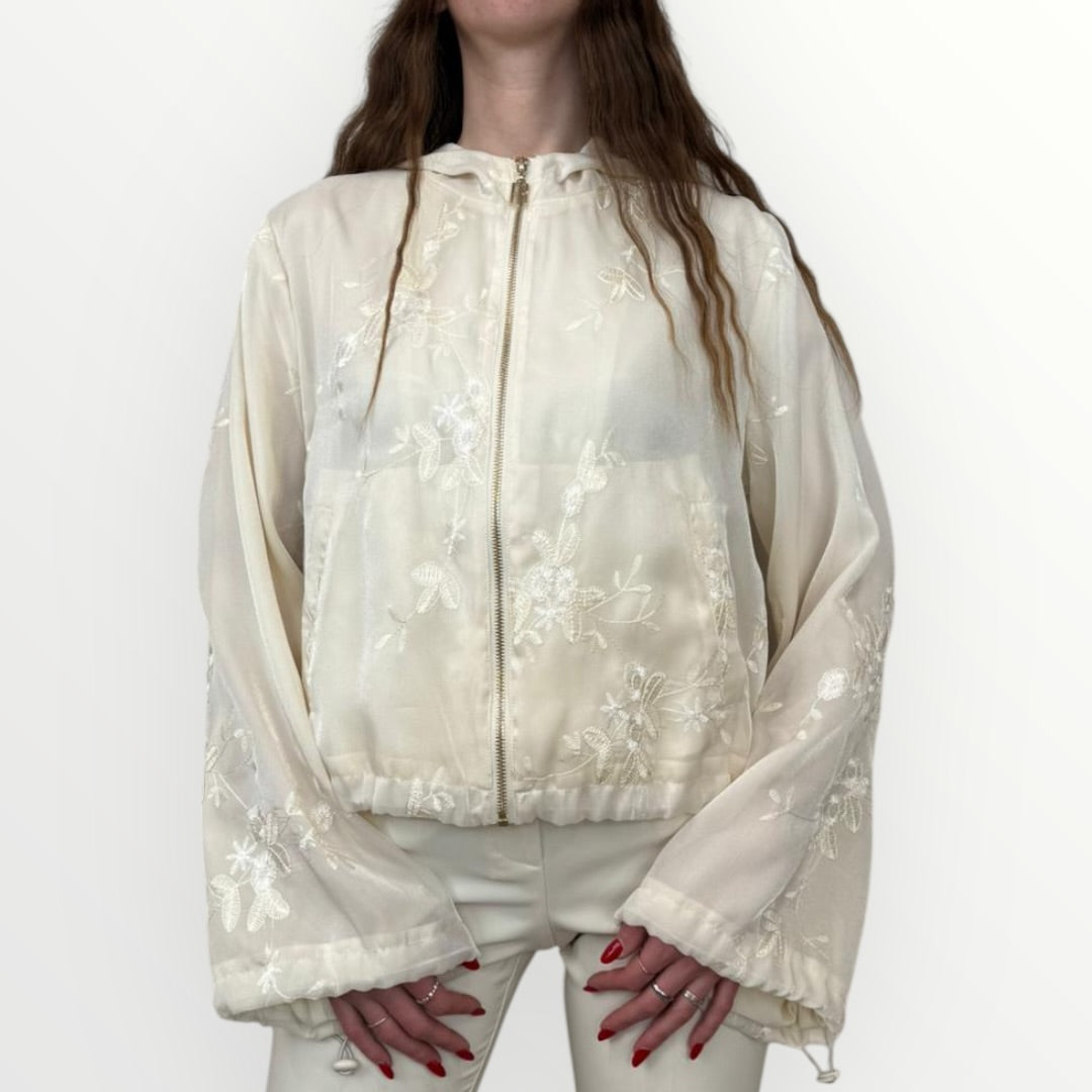 FRACOMINA - GIACCA BOMBER CON RICAMI FLOREALI