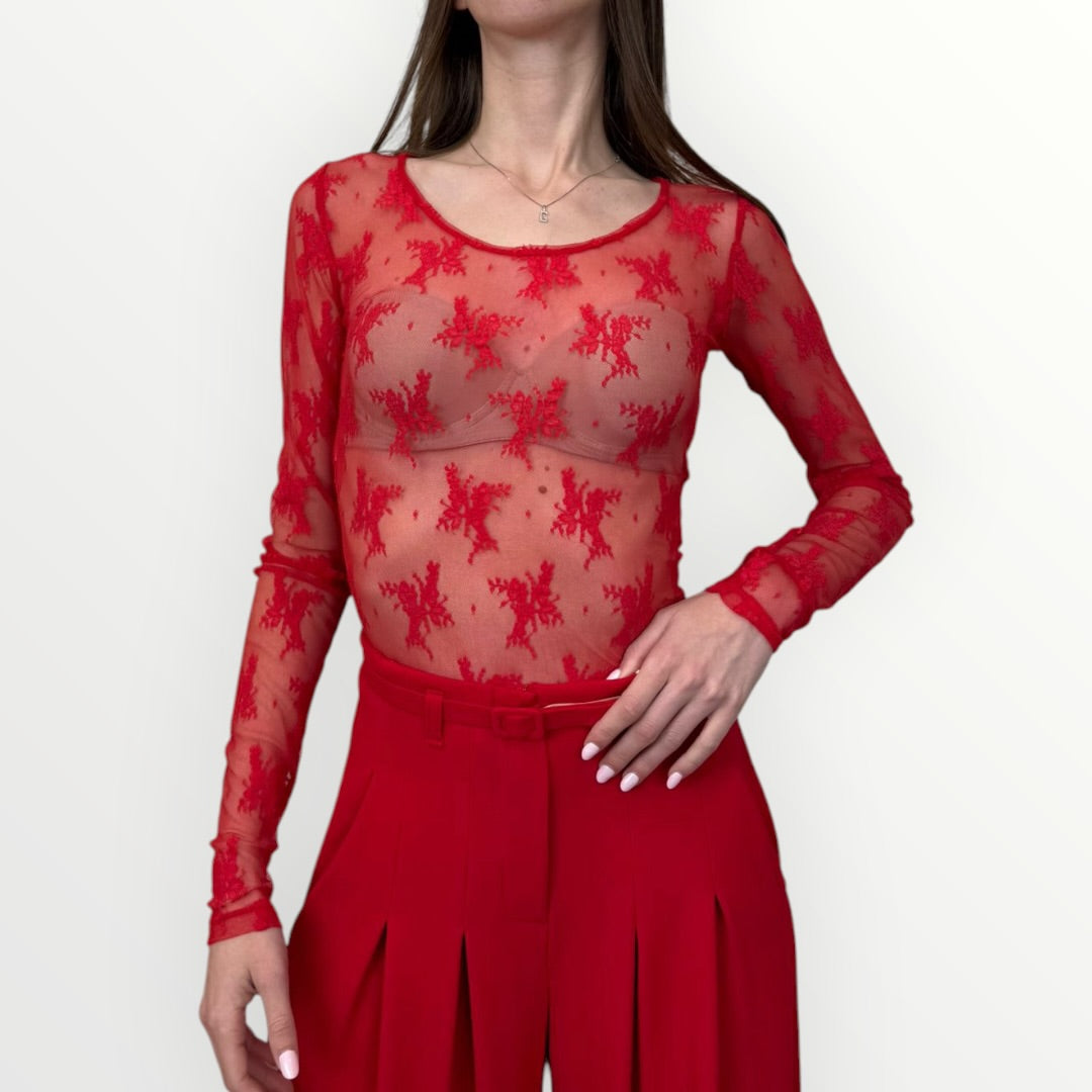 IMPERIAL - T-SHIRT A MANICA LUNGA IN PIZZO