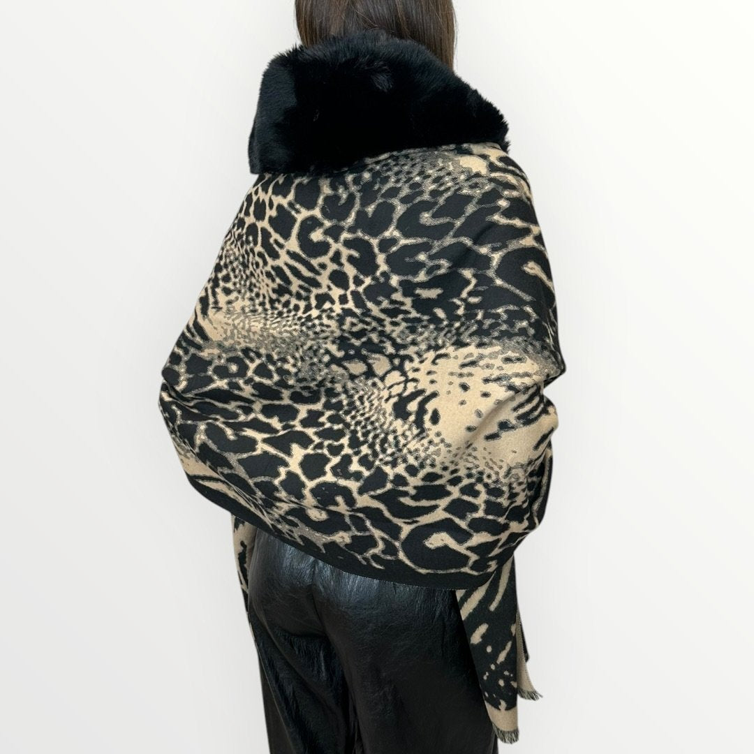 AYFEE - MANTELLA IN FANTASIA CON COLLO IN ECO-PELLICCIA