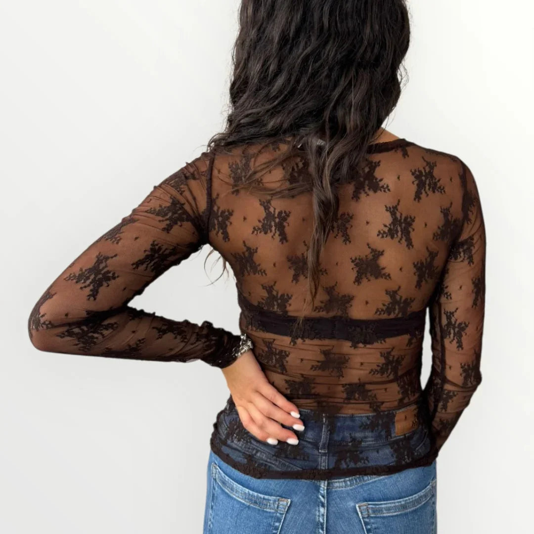 IMPERIAL - T-SHIRT A MANICA LUNGA IN PIZZO