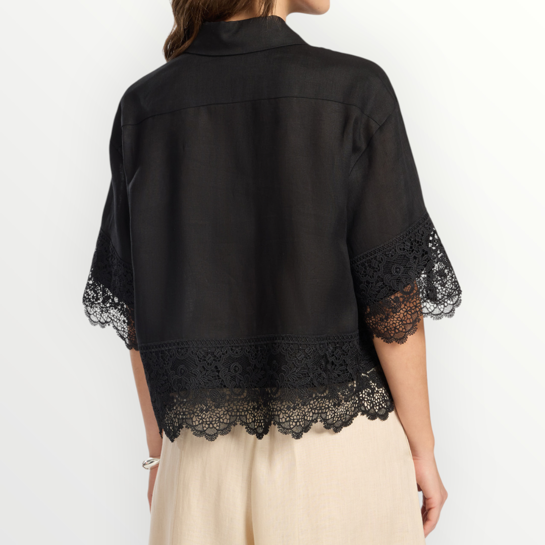 ELENA MIRO' - CAMICIA IN LINO CON PIZZO