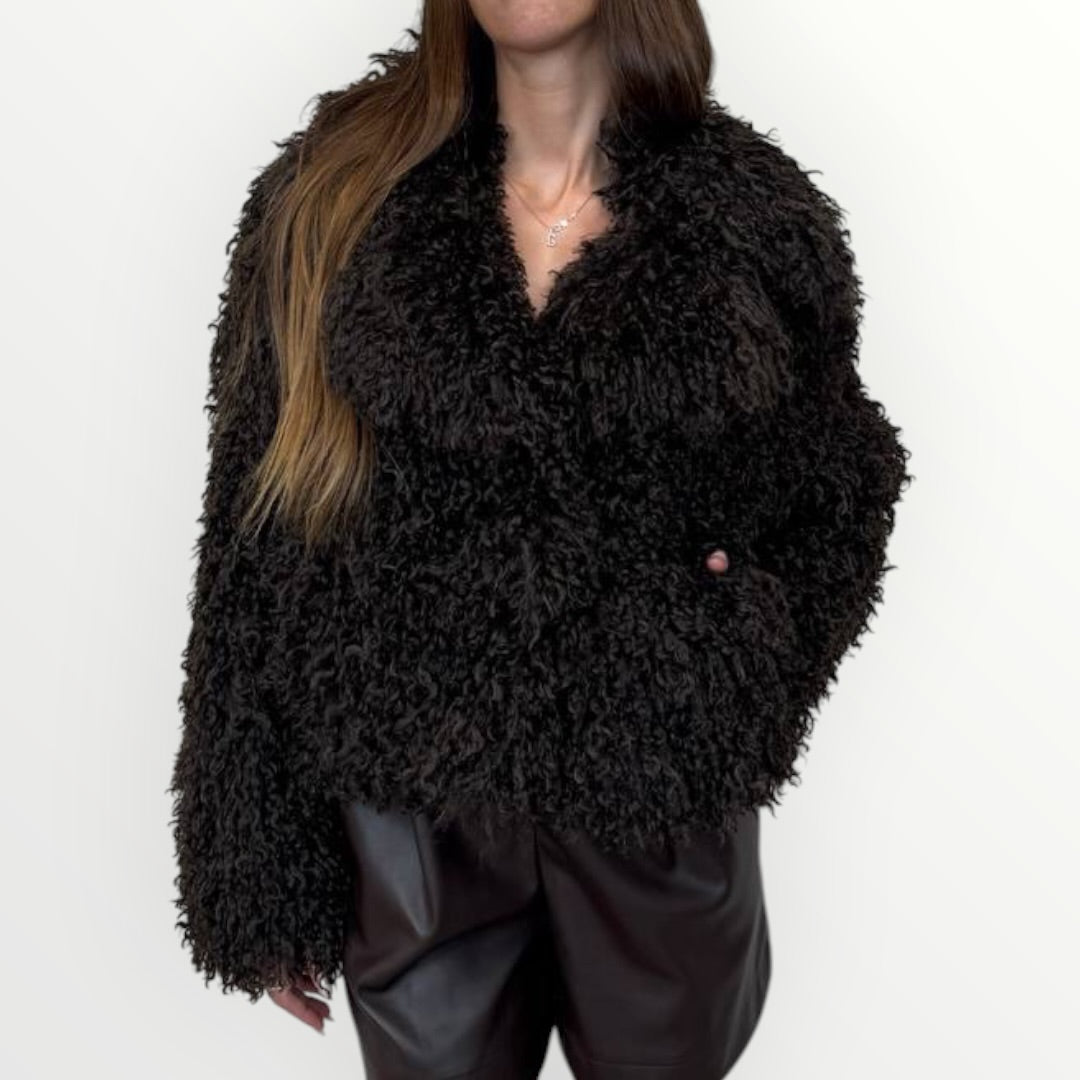 NO SECRETS - GIACCA IN ECO-PELLICCIA CON REVER AMPIO