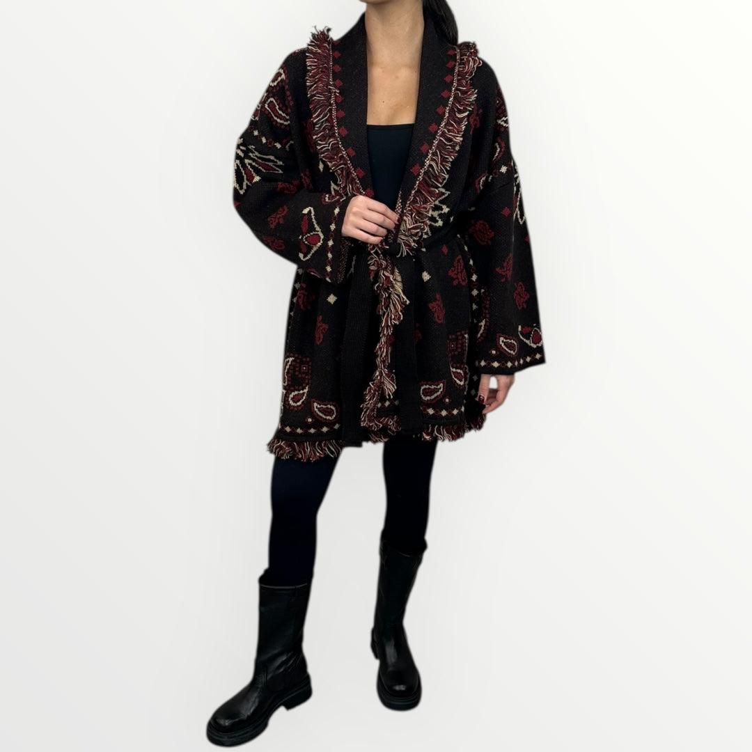 ANGELA DAVIS - CARDIGAN KIMONO SFRANGIATO