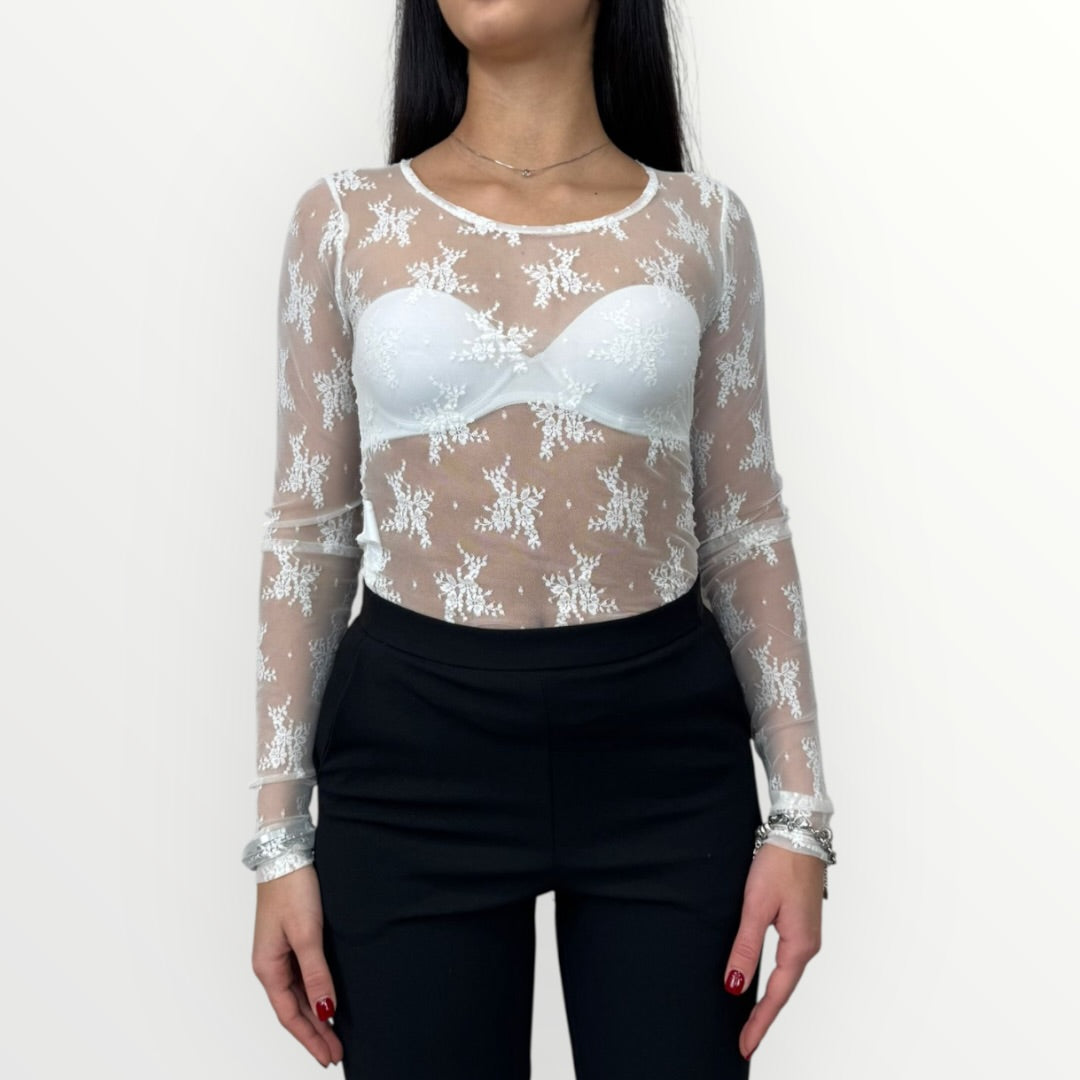 IMPERIAL - T-SHIRT A MANICA LUNGA IN PIZZO