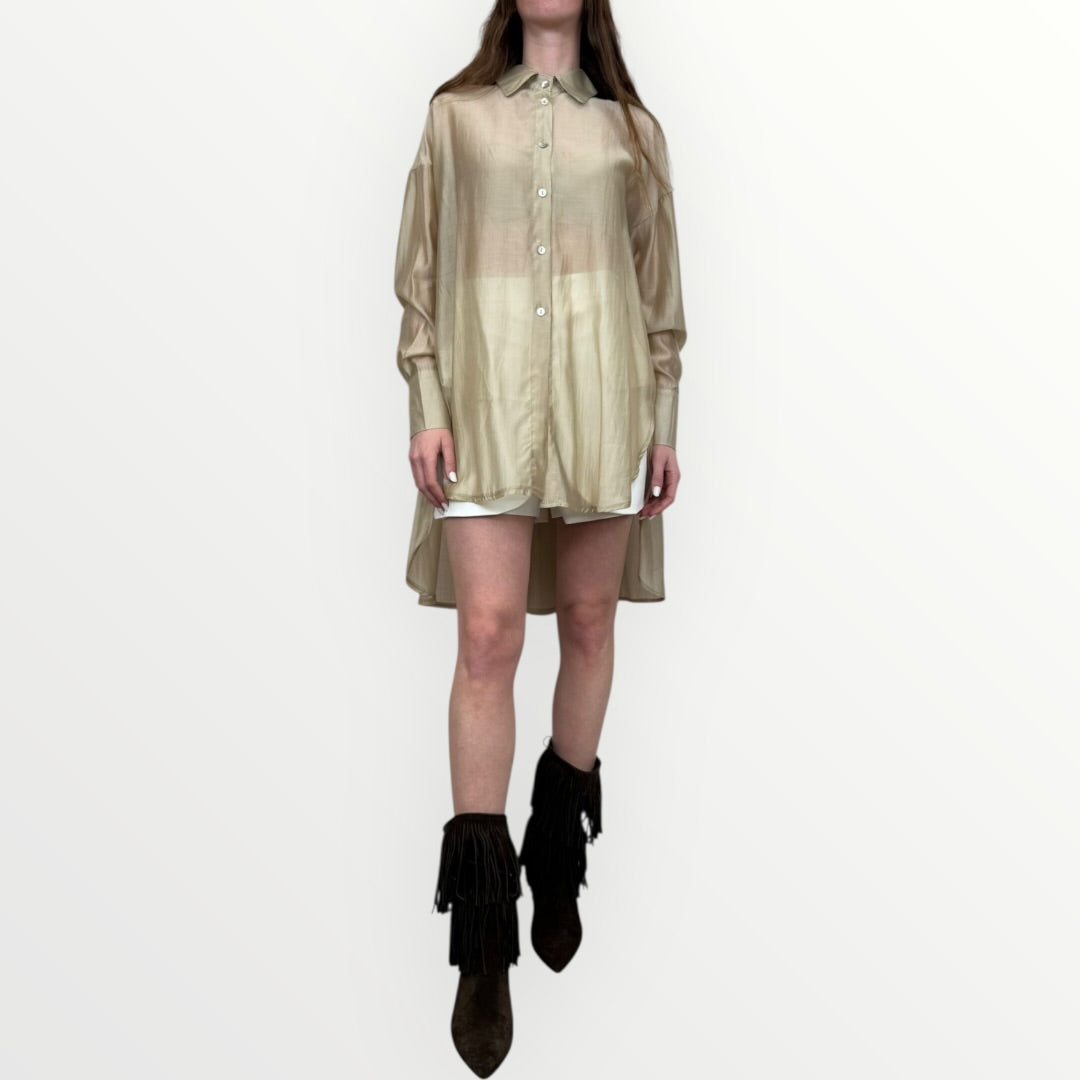 FRACOMINA - CAMICIA OVER CON TRASPARENZE