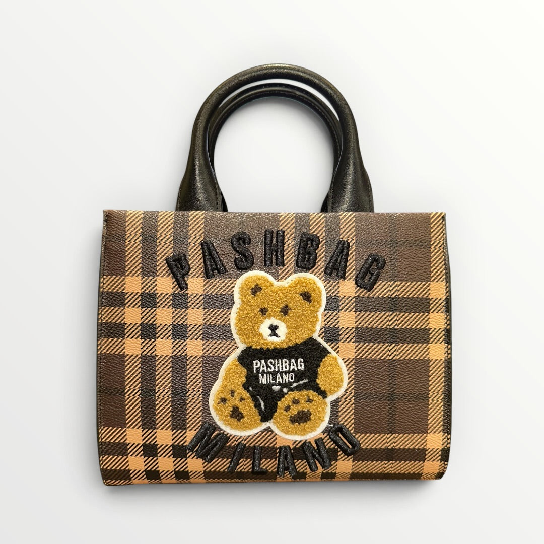 PASHBAG - BORSA TOTE IN CHECK CON ORSETTO