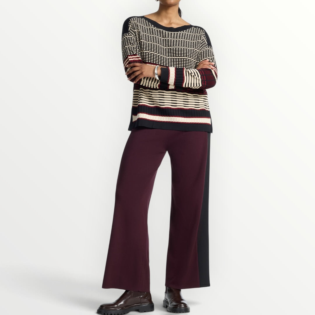 ELENA MIRO' - MAGLIA JACQUARD CON SCOLLO A BARCHETTA