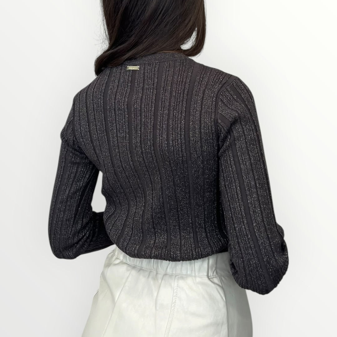 NO SECRETS - CARDIGAN A COSTINA IN LUREX