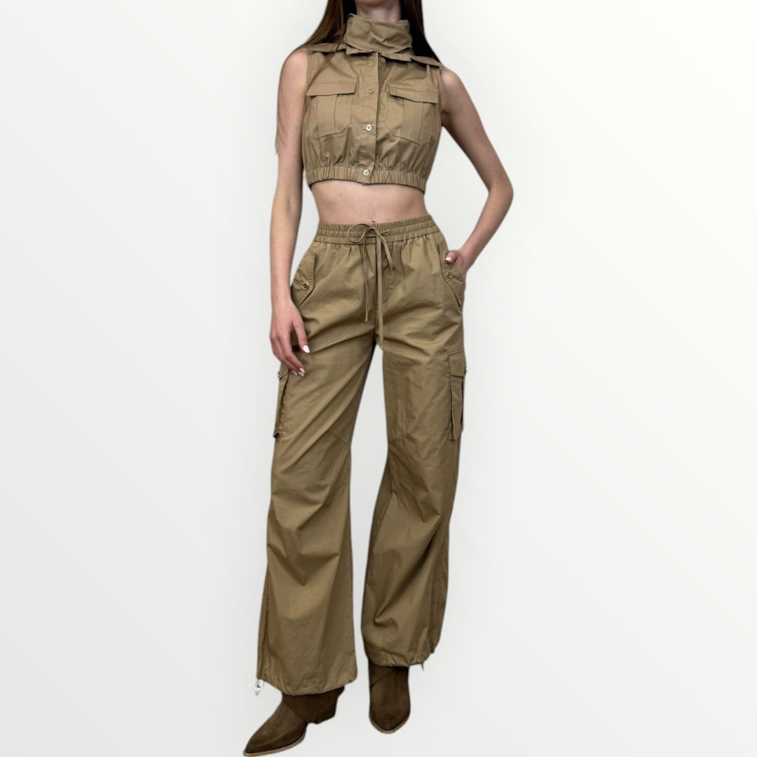 NO SECRETS - CAMICIA CROP CON PASHMINA