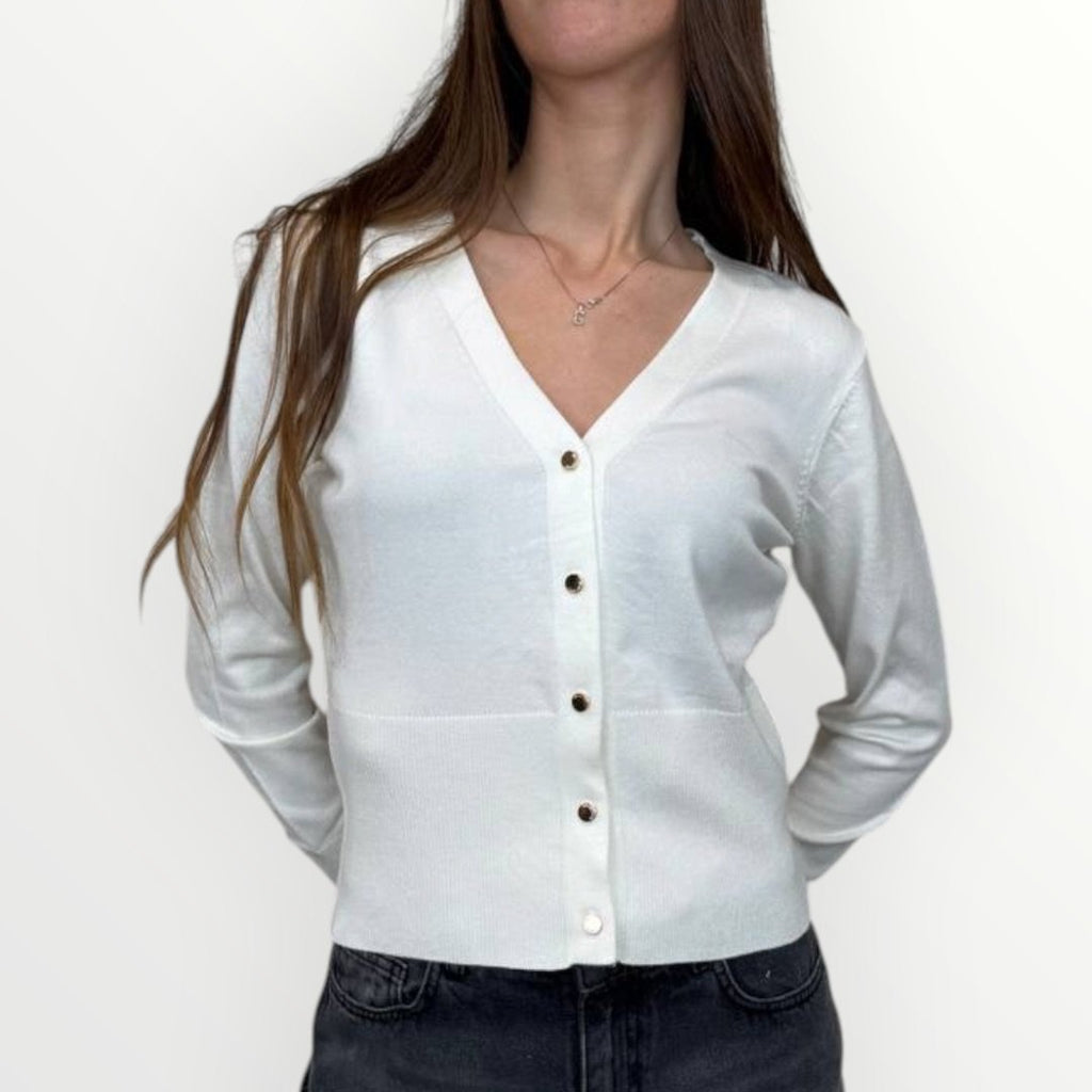 FRACOMINA - CARDIGAN SEMPLICE CON SCOLLO A V E BOTTONCINI