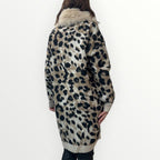 AYFEE - CARDIGAN MACULATO CON COLLO IN ECO-PELLICCIA