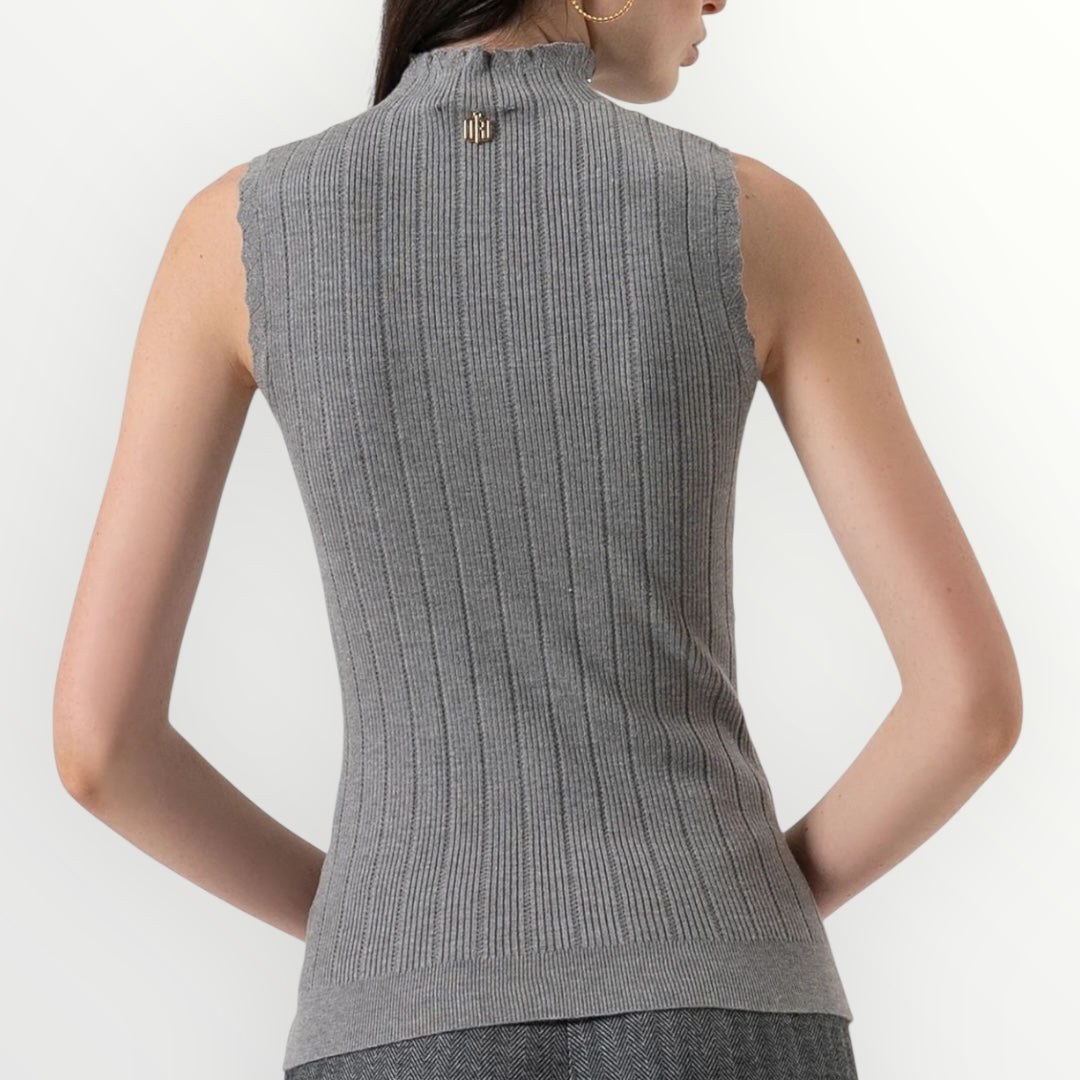 FRACOMINA - TOP IN MAGLIA A COSTINE