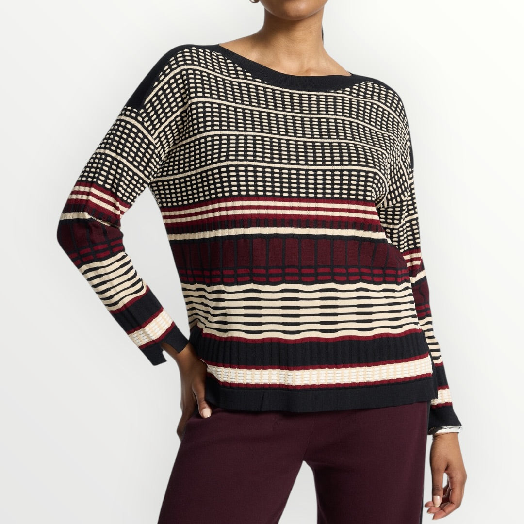 ELENA MIRO' - MAGLIA JACQUARD CON SCOLLO A BARCHETTA