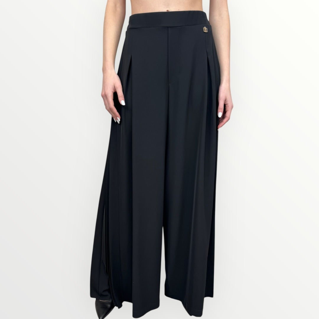 FRACOMINA - PANTALONE A PALAZZO CON PLISSE LATERALE