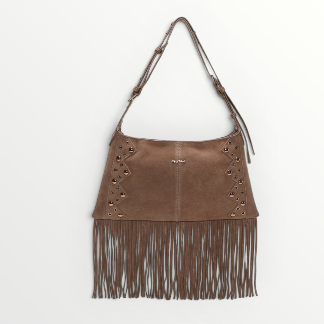 MIMI' MUA' - BORSA A TRACOLLA CON BORCHIE E FRANGE