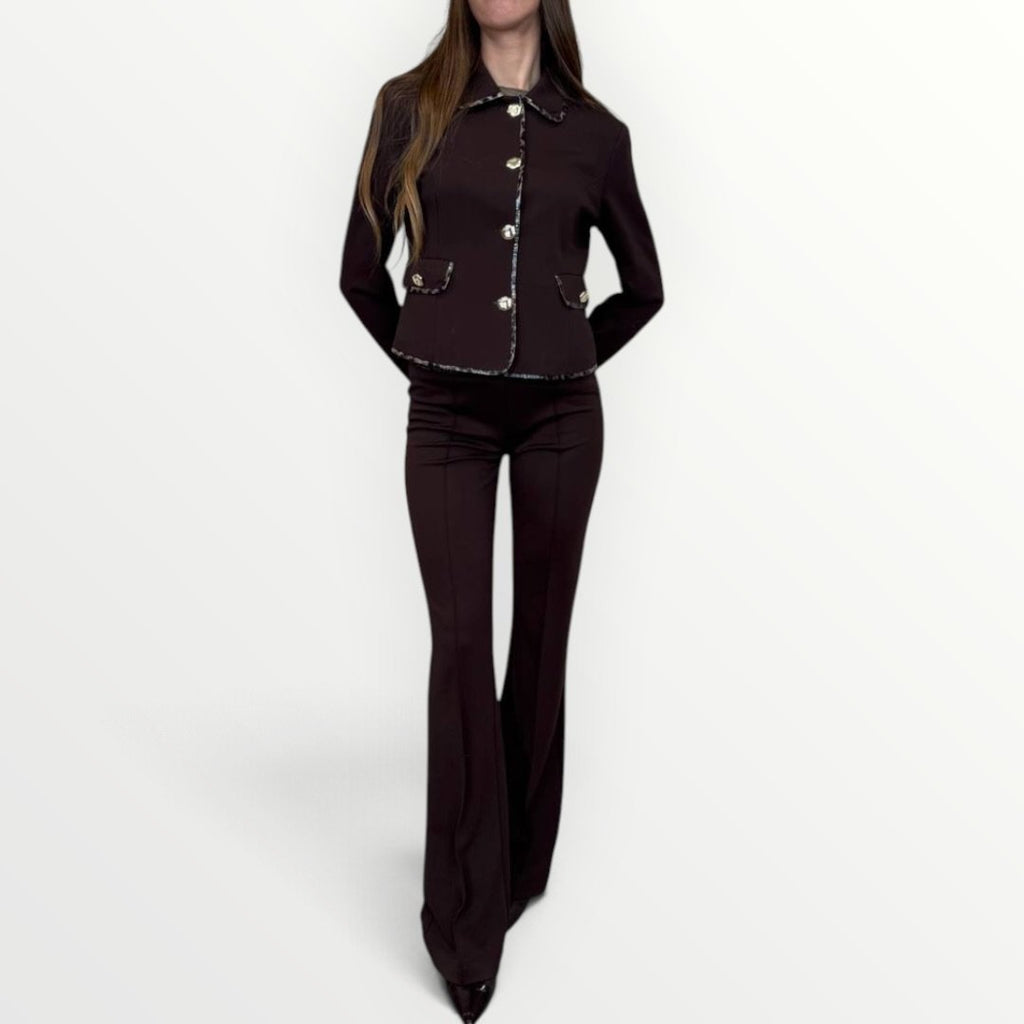 FRACOMINA - PANTALONE CON INSERTI IN ANIMALIER LUCIDI